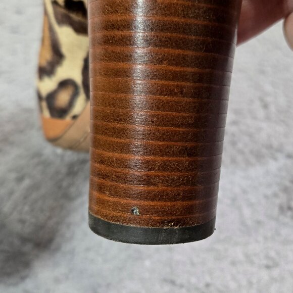 Sam Edelman Lyla Leopard Print Leather Calf Hair Platform Pumps Ankle Strap - Picture 11 of 13